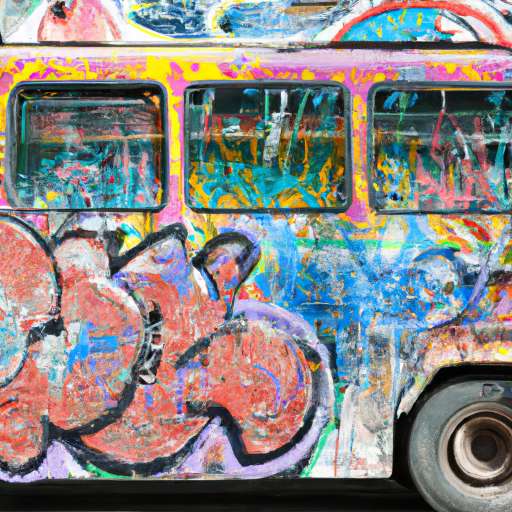 bus covered With graffiti