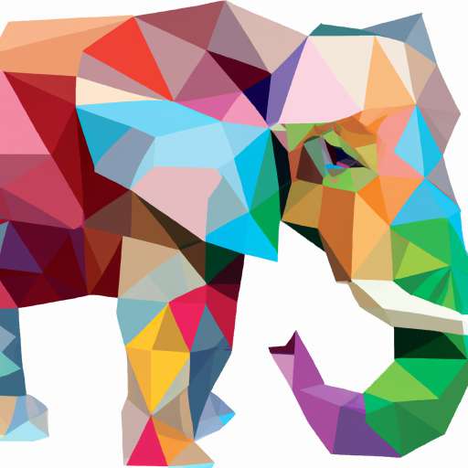 colorful low poly elephant in picasso style