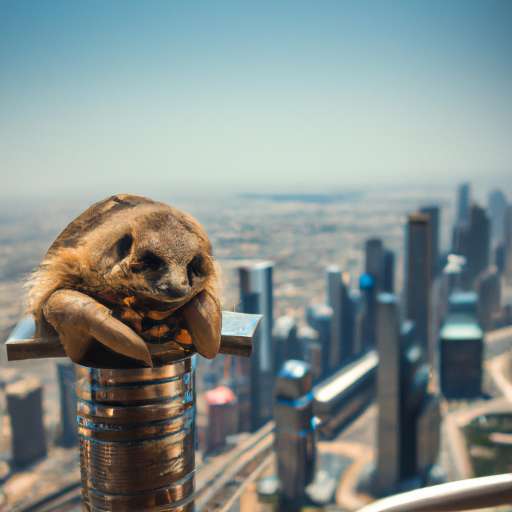 sloth sitting on the top of burj khalifa