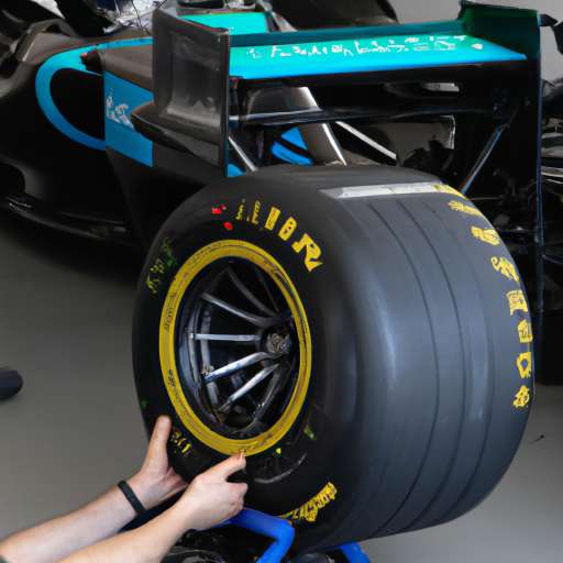 Machine changing formula 1 car wheels