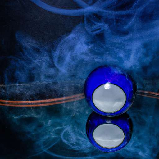 Reflection of blue smoke in spherical mirror