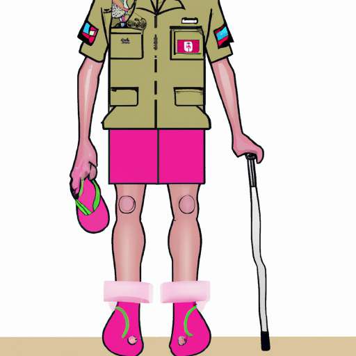 British soldier wearing pink uniform and flip flops